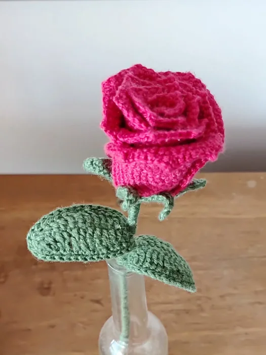 Rosa vermelha com folhas - Imagem 1