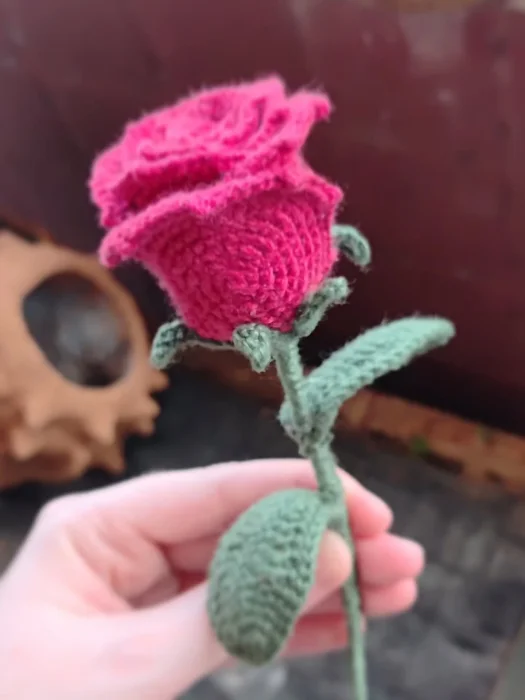 Rosa vermelha com folhas - Imagem 2
